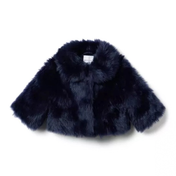 Janie and Jack Other - Brand New Janie and Jack Toddler Girls Festive Faux Dark Blue Fur Jacket Size 2T